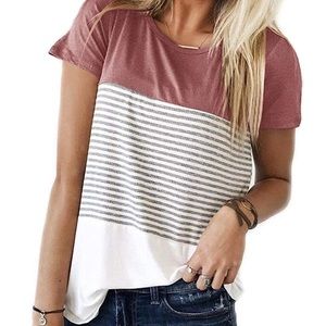 LIKE NEW Stripped Color Block T-shirt